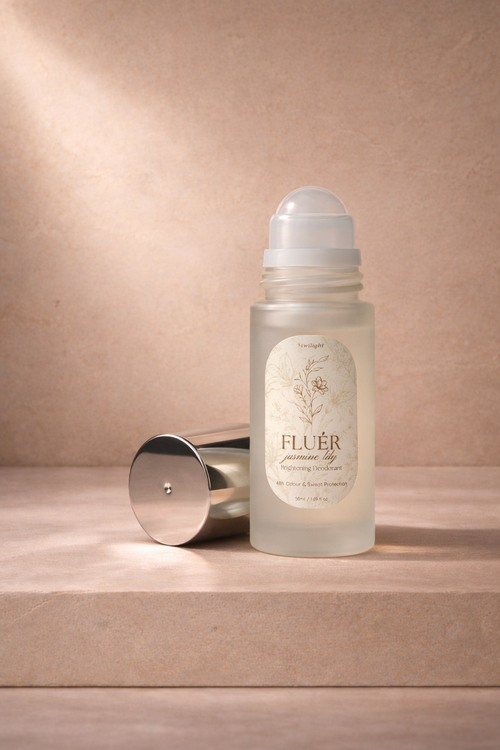 Twilight Brightening Deodorant in Jasmine Lily, open roll-on detail