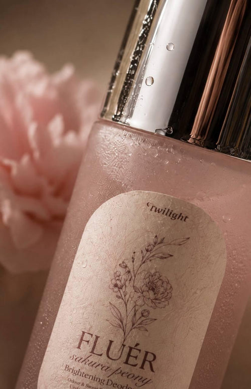 Twilight Brightening Deodorant in Sakura Peony with peony detail
